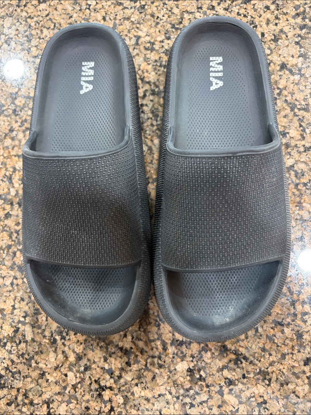 MIA Black Slide Sandals with Textured Strap